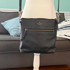 kate spade Black Pebbled Leather Crossbody with Gold Hardware